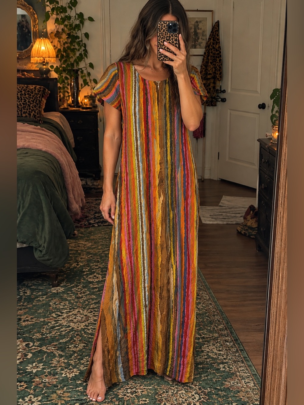 Lorrie Kabala Multicolor Striped Maxi Dress